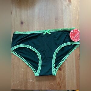 Splendies Dark Green Panties with Light Green Lace